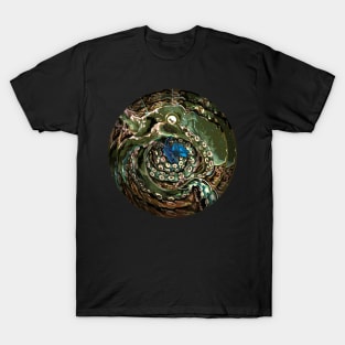 Kraken vs Greek vessel Green T-Shirt